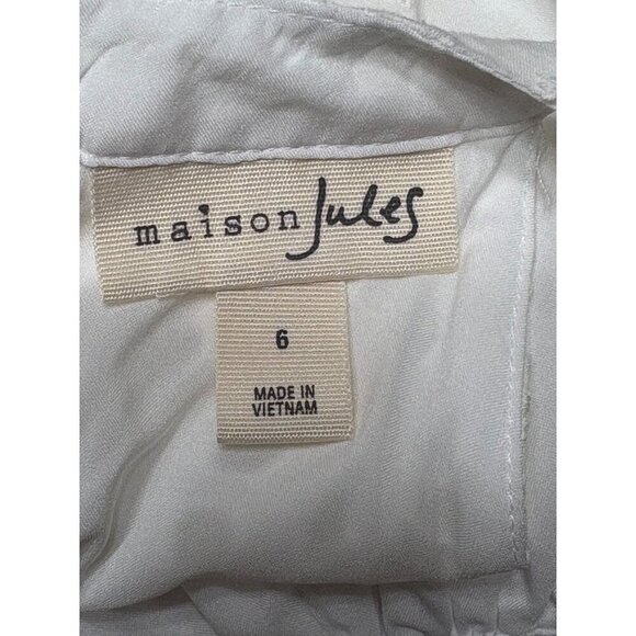 Maison Jules 6 White Eyelet Sleeveless Jumpsuit Halter Neck Cropped Wide Leg - Picture 8 of 11